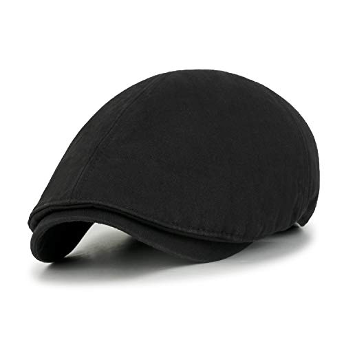 ililily gorra de visera: se compone de algodón fino, gorro de chófer, estilo Gatsby/Ivy, sombrero golfista irlandés, gorra plana negro Talla única