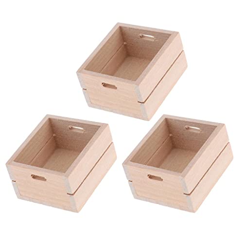 Harilla 3 1/12 Puppenhaus Mini Holz Lebensmittel Getränke Aufbewahrungsbox Küchengerät – Bild 5