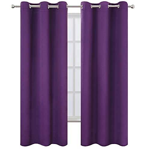 Image of LEMOMO Blackout Curtains 42 x 84 Inch /Purple Curtains Set of 2 Panels /Room Darkening Curtains for Living Room and Bathroom