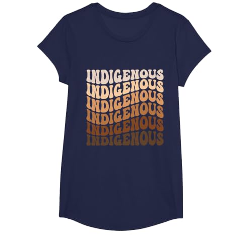 Native American Heritage American Indian Indigenous T-Shirt, Girls, Navy Blue, Small