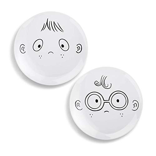 DEMDACO Food Art Face Characters 10 inch Melamine Dinner Plate Set of 2