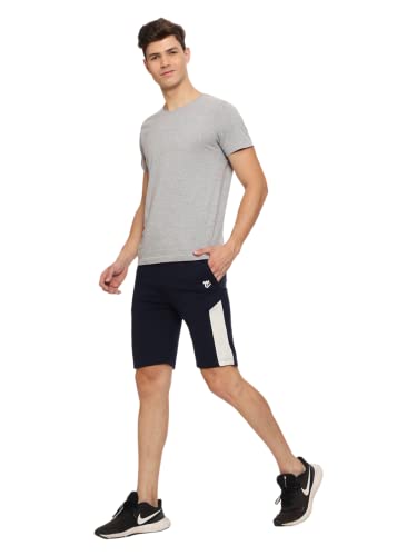 Image of MARK LOUIIS Men's Cotton Blend Shorts with 2 Zipper Pockets + 1 Back Pocket | Lightweight Breathable Casual Shorts | Elastic Waist Comfortable Fit | Multi-Color | M to 7XL