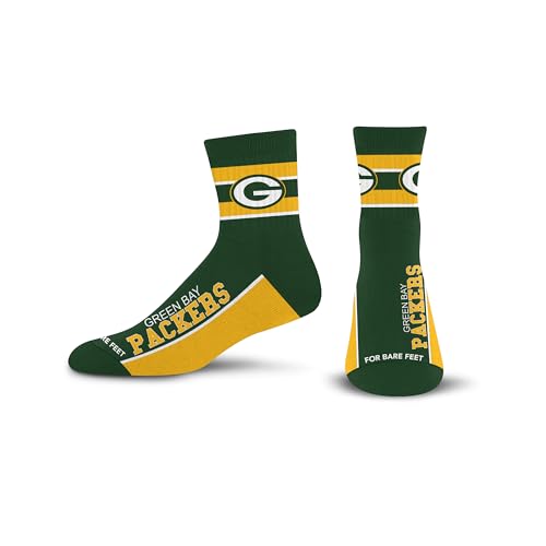 For Bare Feet NFL GREEN BAY PACKERS Lil' Deuce Quarter Sock Team Color Large