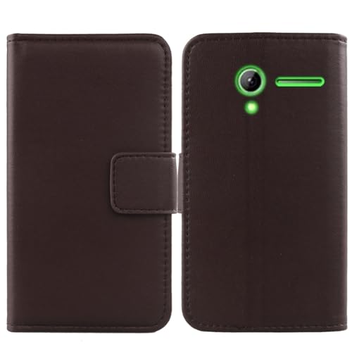 Image of Anybird Brown Premium Business Flip Genuine Real Leather Protector Case For Alba ACF28 2G 2.8" Magnetic Card Slot Wallet Protective Bumper