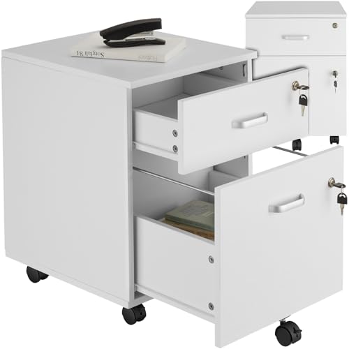 Tectake Archivador 2 cajones cerradura rieles