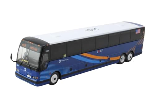 Autobús Prevost X345 a escala 1/87 azul y dorado miniatura 3