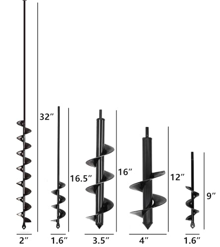 image for TCBWFY 5 Set Auger Drill Bit for Planting,Heavy Duty Garden Auger Spir