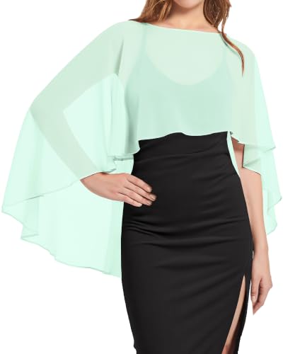 Image of Women Shawl and Wraps for Evening Dress Chiffon Cape Sheer Poncho Cover Up