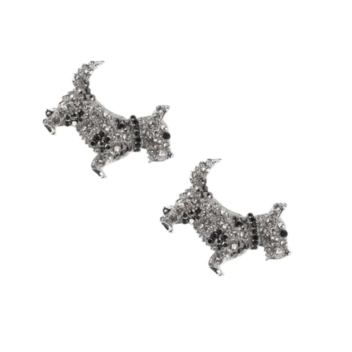 Pins broche chien en alliage argenté brillant et strass