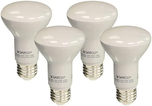 Satco 6.5watt; LED R20; 2700K; 107' Beam Spread; Medium Base; 120 Volts; Dimmable (Pack of 4)