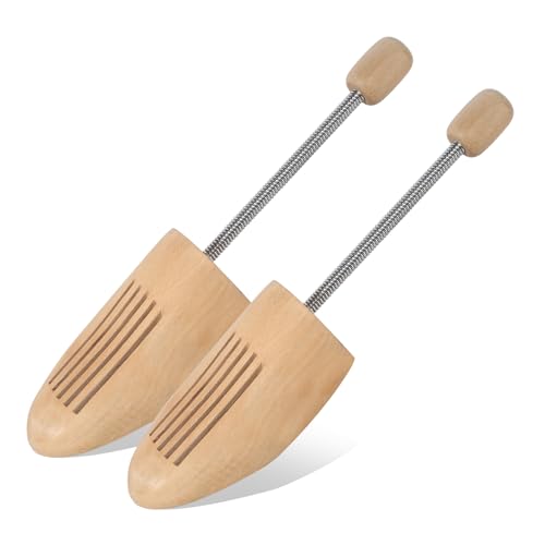 Hormas para Zapatos de Madera 1 Pares Horma Zapatos Ensanchador de Zapatos con Resorte Helicoidal Dilatador de Calzado Hormas para Zapatos Hombre para Botas o Zapatillas de Deporte (Tamaño 42-46)
