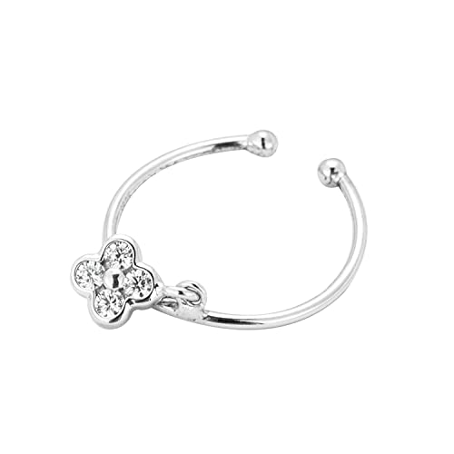 Crystal Clover S925 Sterling Silver Stacking Ring For Women Girls Dangling Cubic Zirconia Minimalist Statement Dangle Drop Open Adjustable Extendable Wedding Engagement Rings Good Luck Gifts For Her Girlfriend Mom Valentine's Day St Patrick's Day #TOP8