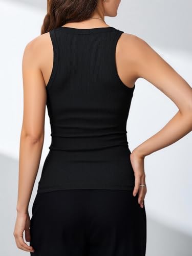 Women's Scoop Neck Sleeveless Tank Top Ribbed Knit Going Out Tops Streetwear2