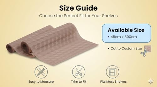 Image of Dribble EVA Shelf Liner Mat 45x500cm Roll, Non Slip Drawer & Cabinet Liner for Kitchen, Waterproof Oilproof Washable Fridge Mat, Anti Skid Cupboard Wardrobe Multipurpose Mat (Brown)