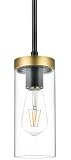 Milano Modern Satin Brass and Black Pendant Light Fixtures Over Kitchen Island - Sink Lighting - Cei