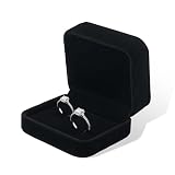 Oirlv Terciopelo Negro Porta Alianzas Boda,Caja Anillo para 2 Anillos,Para Propuesta,Matrimonio