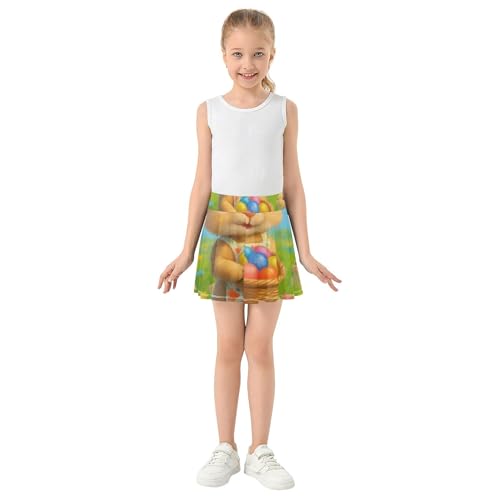 Cute Bunny Floral Colorful Eggs Skirts with Shorts Pink Cute Athletic Shorts for Girls Skorts Teen Skirt 4t3