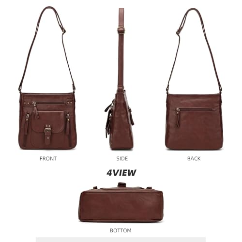Image of Crossbody Bags for Women Medium PU Leather Multi Pocket Shoulder Purses