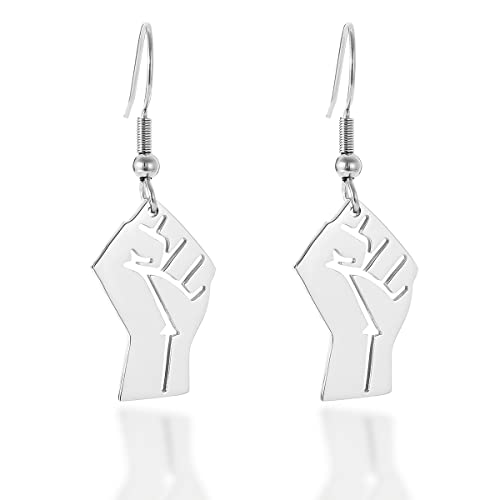 Gold Silver Rose Gold Black Lives Matter Fist Symbol Stud Earrings 3Tone