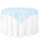 LinenTablecloth 60-Inch Square Satin Overlay Baby Blue