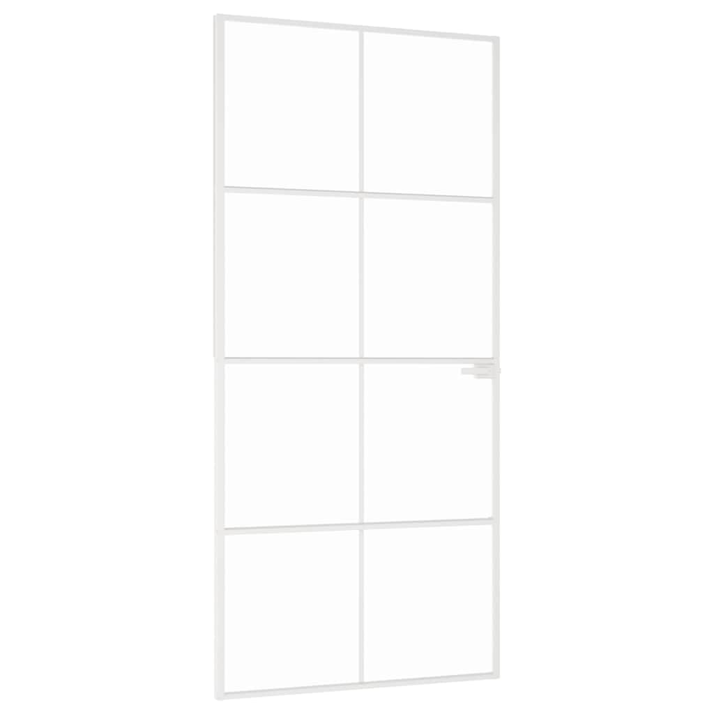 Drzwi wewnętrzne białe 93 x 201,5 cm szkło hartowane i aluminium SlimHardware materiały budowlane drzwi domowe