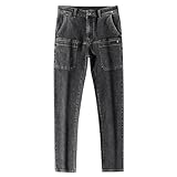 Pants Herren Skinny, Herrenmode Lässige Jeanshose mit Taschen in der Taille und schmaler Spitze (Black, 36)