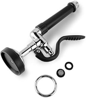 BESTJEEF Pre Rinse Sprayer Commercial Sink Faucet Spray Valve Chrome Finished (Black), (IM-US-KH12)