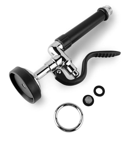 BESTJEEF Pre Rinse Sprayer Commercial Sink Faucet Spray Valve Chrome Finished (Black), (IM-US-KH12)