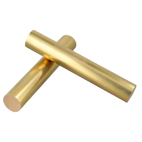 SOUJAP 2 PCS 1 inch Diameter Brass Rod, 5.9 inch in Length Round Brass Bar Stock for DIY Craft, Industry, Model Making