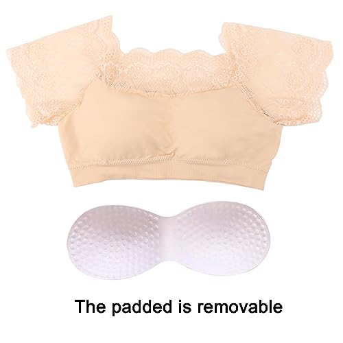 Image of DRESHOW Lace Bralette Tank Tops Wireless Bra Lace Crop Top Removeable Pads Yoga Sports Bra Undershirt for Women & Teens