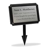 Crowne Vault Temporary Grave Marker with Stake | Weatherproof Engraved Nameplate | Durable High Tensile Plastic Cemetery Memorial | Flush Ground Burial Marker | Easy Install Interim Headstone | Made in the USA (Carbon)