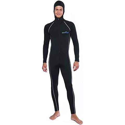 EcoStinger® Men Full Body Stinger Suit Dive Skin with Hood UV Swimsuit UPF50+ Black Silver Stitch (Black Silver Stitch, Medium) Cover