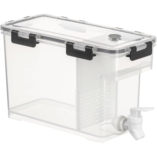 Nizzvlo 冷水ボトル 冷蔵庫ドリンク ディスペンサー 3.5/6 リットル タップ 便利、大容量、お手入れ簡単 シンプルな透明水ボトル 冷蔵庫冷水ボトル タップ付き ドリンク ディスペンサー ドリンク容器 透明ポータブル水ボトル (グレー,6L) [