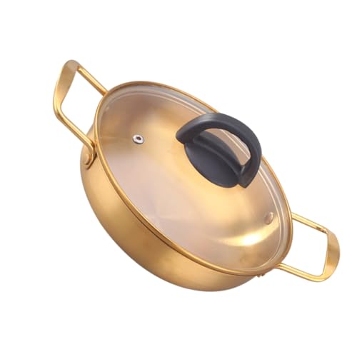 Toyvian Stainless Steel Korean Ramen Noodle Pot - Dual Handled Lidded Saucepan for Cooking Pasta, Soups, and More, Ideal for Induction Cookers