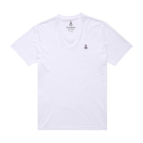 Psycho Bunny Mens Regular Fit Short Sleeve V-Neck T-Shirt (US Alpha XX-Large Regular Regular White)