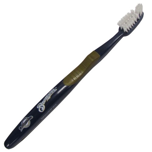 Siskiyou Sports MLB Milwaukee Brewers Toothbrush, Battery Powered, Rubber Grip, 4.5 Siskiyou Sports MLB Milwaukee Brewers Toothbrush, Battery Powered, Rubber Grip, 4.5
