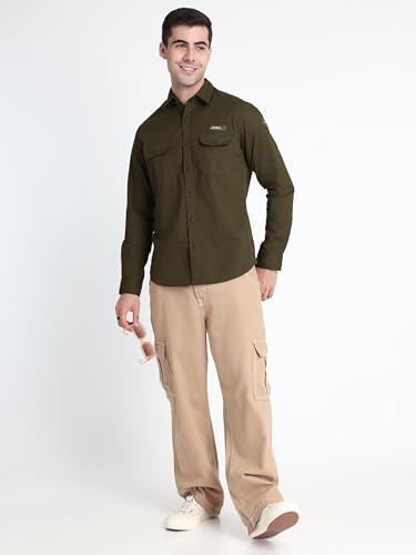 Image of Beyoung Dark Olive Urban Shirt for Men