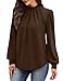 WIHOLL Fall Outfits for Women 2026 Long Sleeve Shirts Womens Early Fall Fashion Must Haves Clothing Work School Outfits Tops Teachers Trendy Blouses Chocolate Brown Fall Clothes Essentials M