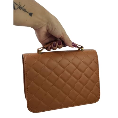 Bolsa Luxo Feminina Pequena de Ombro e Mão Ajustável (Marrom)