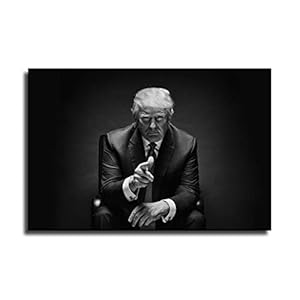 SUPERYUFENG Donald Trump Sitting Black And White Poster Decorative Painting Canvas Wall Art Living Room Posters Bedroom Painting 16x24inch(40x60cm)