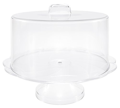 Red Co. 10 inch Round Covered Clear Plastic Pedestal Cake Display Stand with Dome Lid - Made in USA