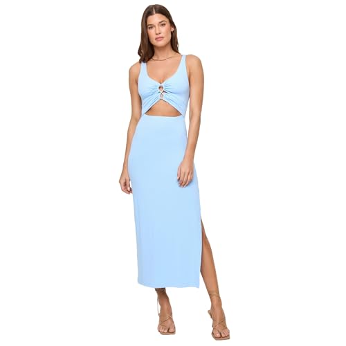 Image of L*Space Camille Dress for Women, Fitted Ribbed Maxi, Ankle Length, Sleeveless Scoop Neck, Side Slit & Waist Cutouts