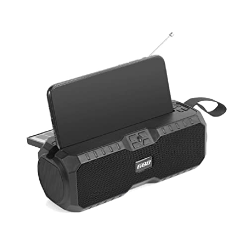 BANAN Enceinte portable à énergie solaire compatible Bluetooth avec technologie Bassboom et son stéréo puissant carte U/TF, lecteur MP3, caisson de basses basses, Noir