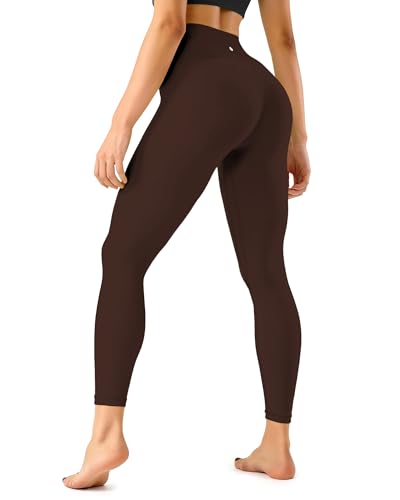 MXYMXY Buttery Soft Second-Skin Mivral High Waisted Yoga Leggings for Women 7/8 Lounge Pants Everyday Wear Brown