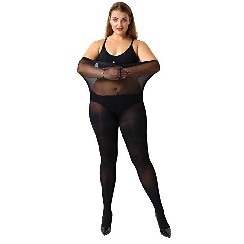 MANZI Women's 2 Pairs Plus Size Control Top Tights Ultra-Soft Panty Hose