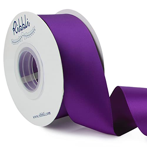 Ribbli Purple Double Faced Satin Ribbon,1-1/2” x Continuous 25 Yards,Use for Craft Bows Bouquet, Gift Wrapping, Wedding Decoration, Floral Arrangement
