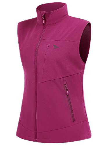 Rodeel Chaleco clásico con cuello alto, resistente al viento y al agua, chaleco para deportes al aire libre y ocio, Rosa Roja, XS Cover
