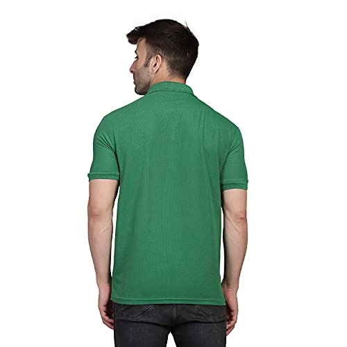 Image of INKKR Men's Solid Regular Fit T-Shirt (Rug B Polo(PGreen-Orange) L
