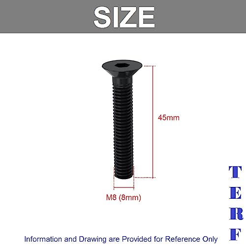TERF® M8 X 45mm Hex Socket Countersunk Black Machine Screw M8 (8mm) X 45mm Allen Key Bolts Hexagonal Socket Countersunk Machine Screws - Image 3