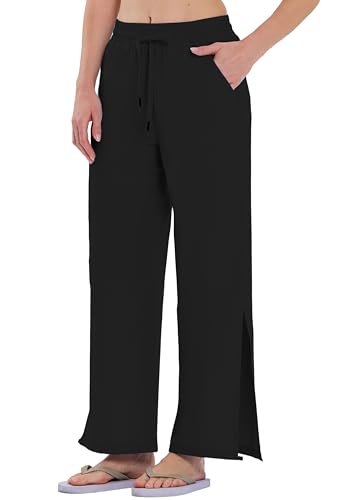 LastFor1 - LastFor1 Women's Wide Leg Swim Beach Pants - Waterproof UPF 50+ Lightweight Travel Pants with Pockets, Black - Best Deal on Amazon